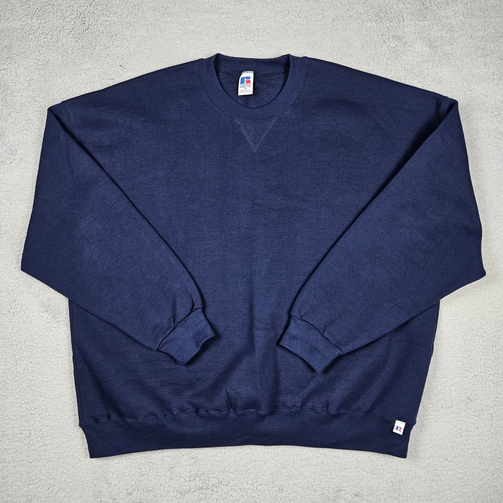 Russell Athletic (Mens XXL) Blank Blue Sweatshirt Crewneck Pullover USA Made VTG
